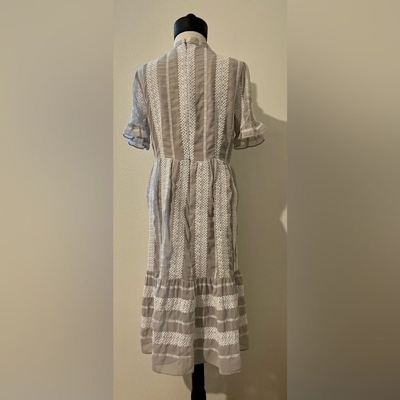 Gianni Bini Gray and White Ruffled Tiered Midi Sundress - Picture 2 of 3